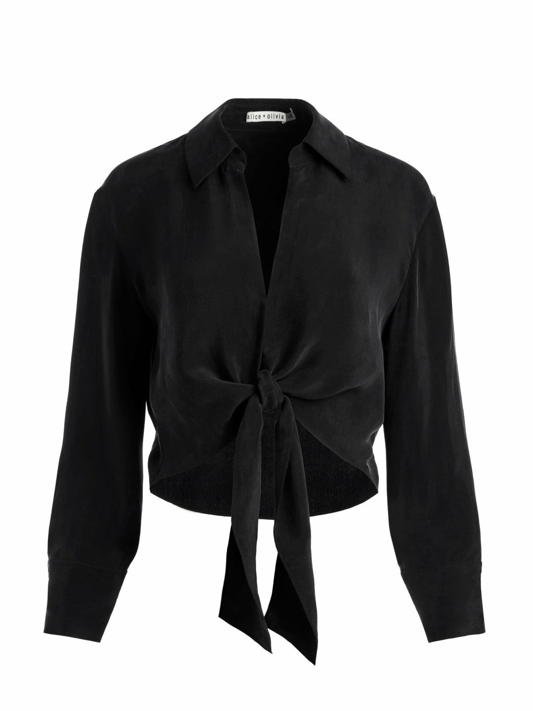 Hannon Tie Front Blouse In Black - Alice + Olivia Women