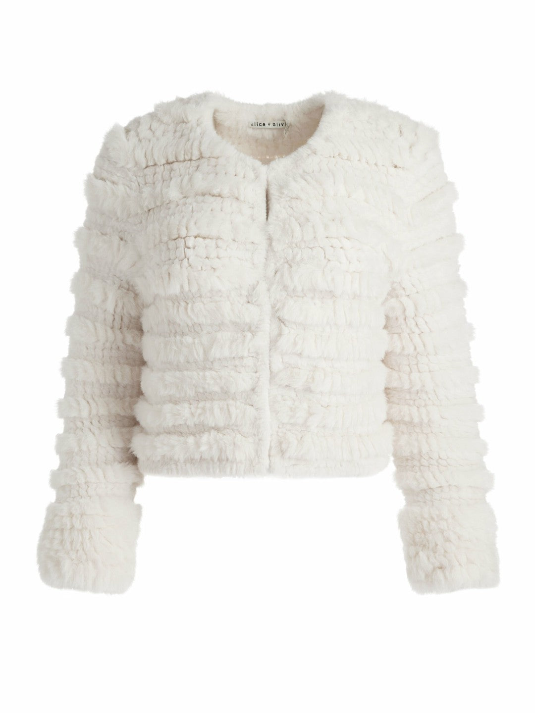 Fawn Faux Fur Jacket In Ecru - Alice + Olivia Women