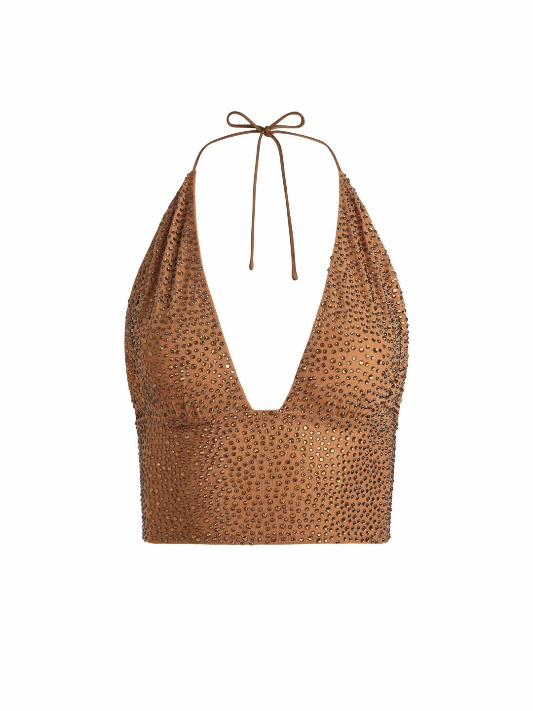 Hannah Embellished Top In Tan/crystal - Alice + Olivia Women