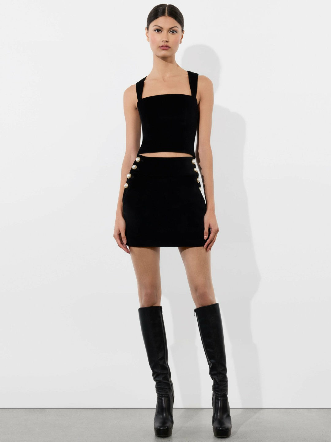 Keria Velvet Tank In Black - Alice + Olivia Women