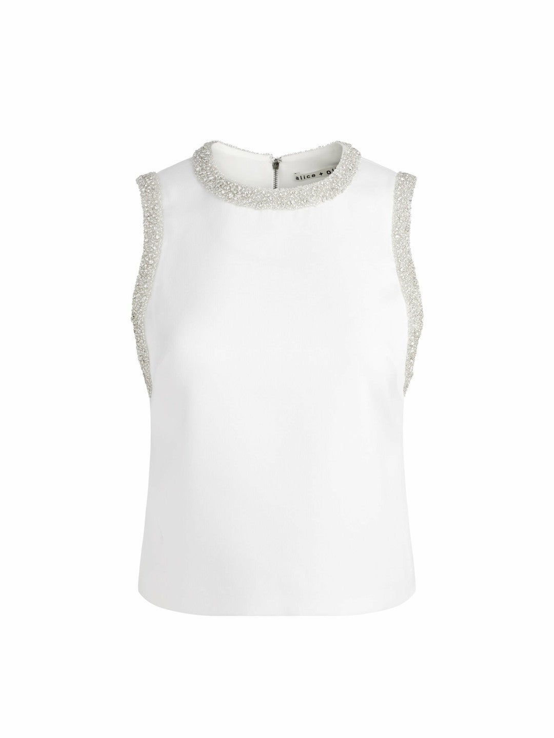Amal Embellished Tank In Off White - Alice + Olivia Women