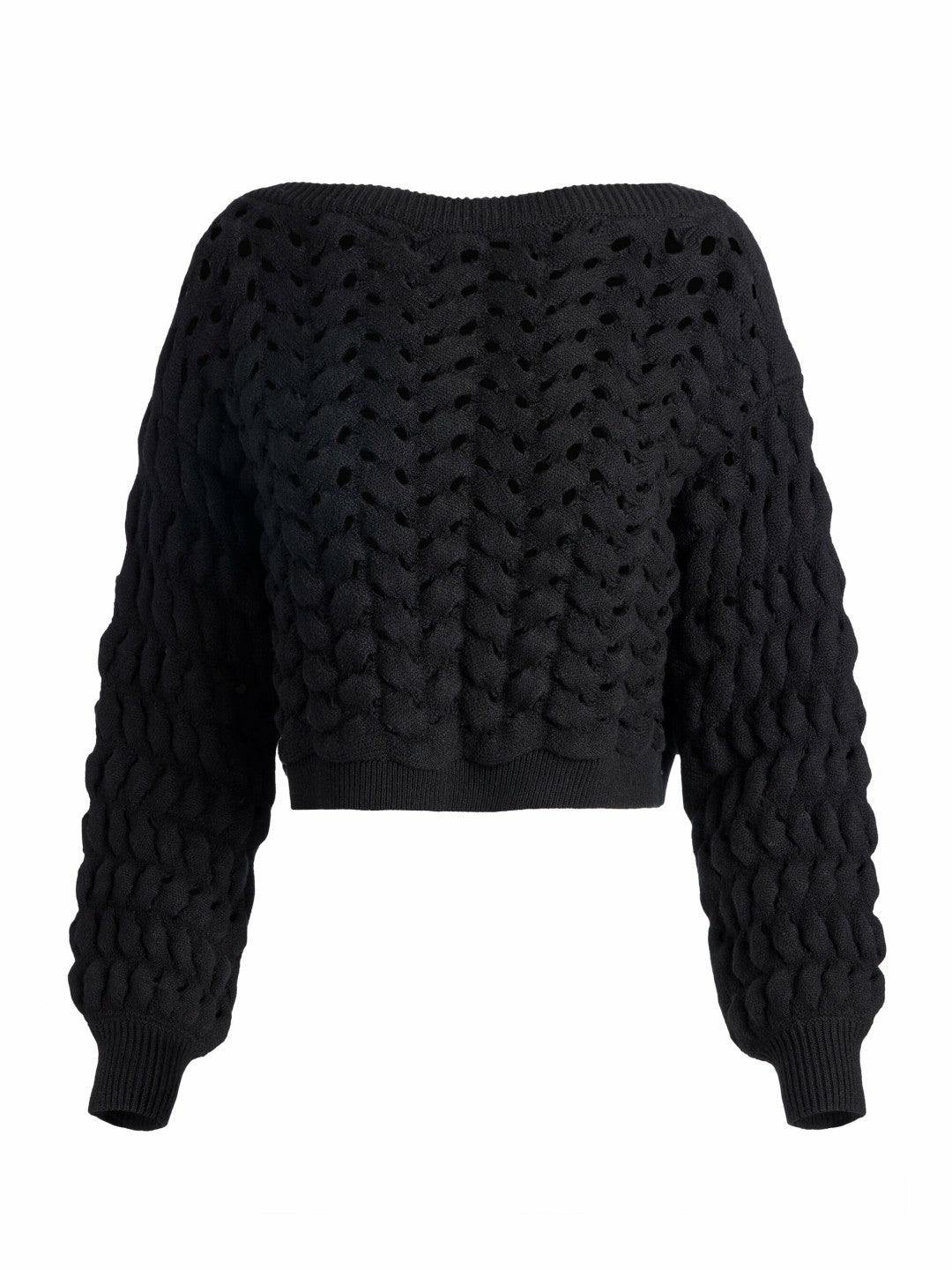 Allene Cable Crewneck In Black - Alice + Olivia Women