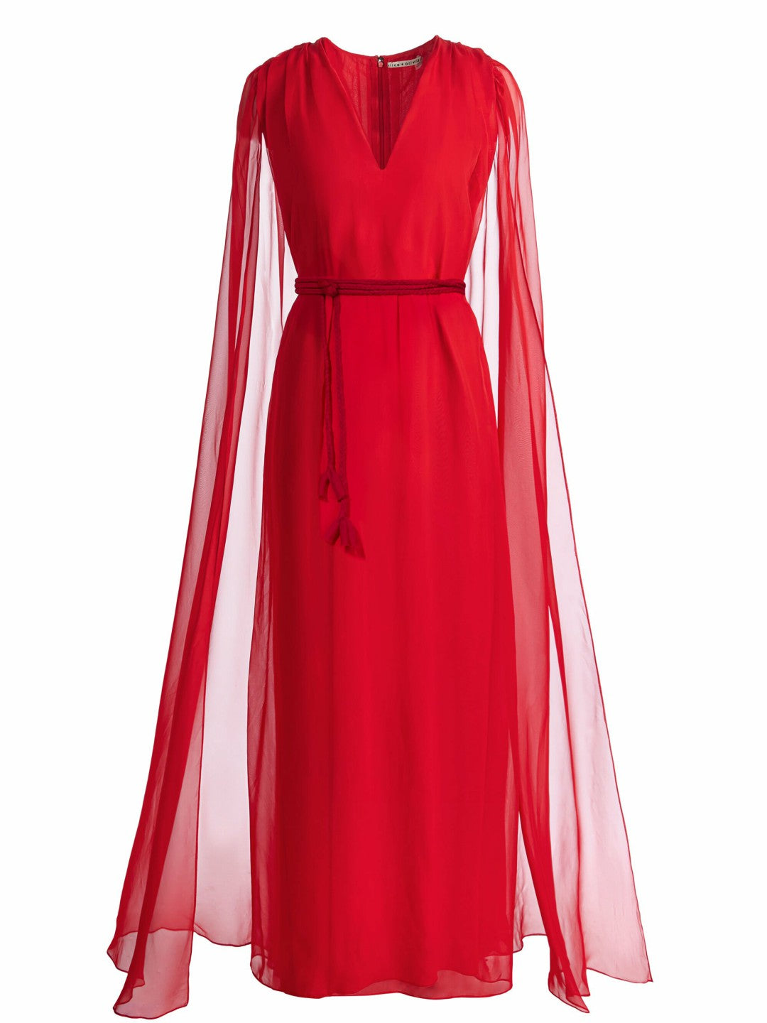 Zenaida Maxi Cape Dress In Bright Ruby - Alice + Olivia Women