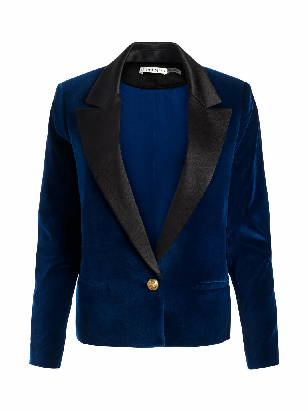 Devyn Velvet Blazer In Midnight Blue - Alice + Olivia Women