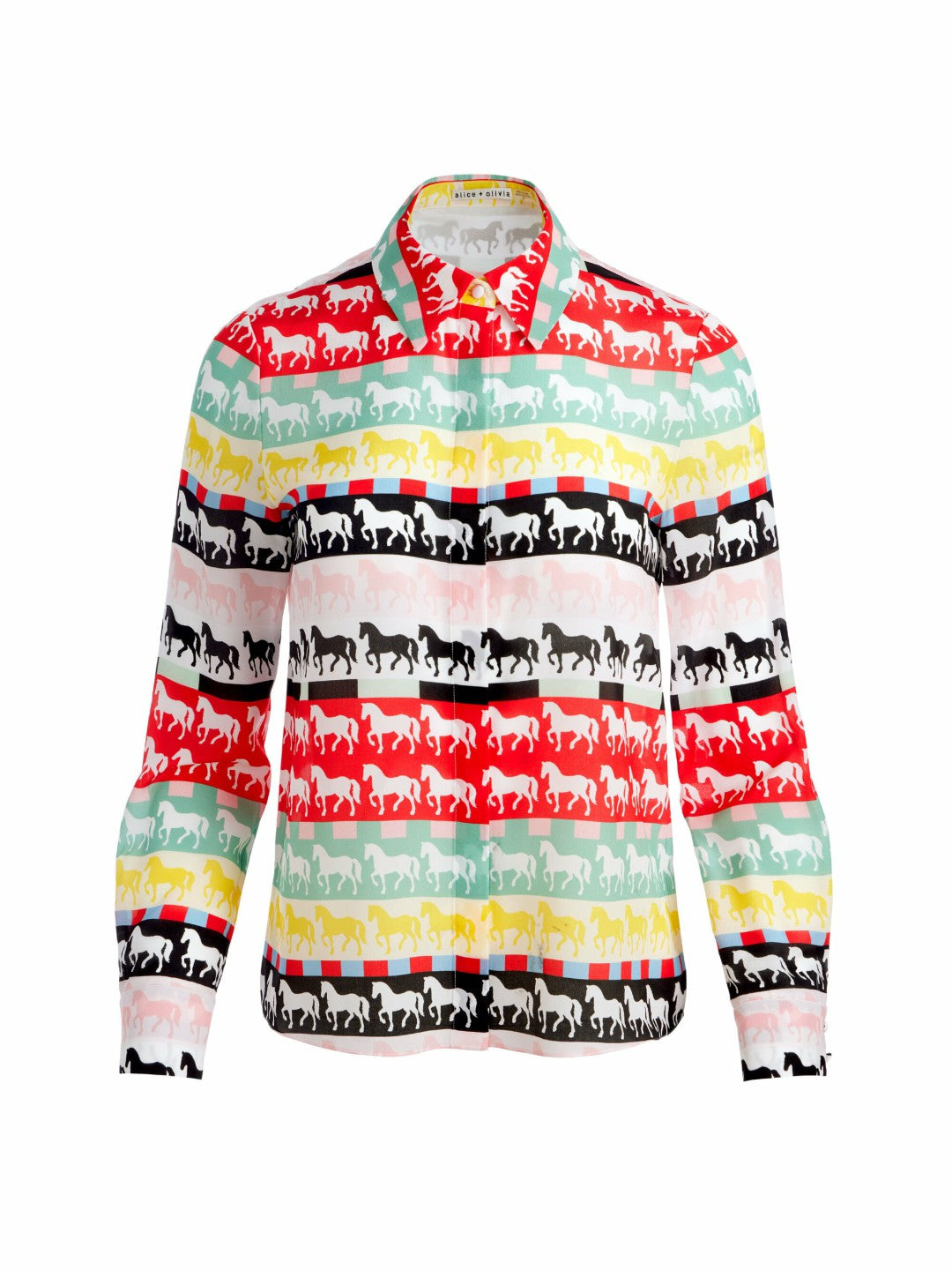 Willa Silk Blouse In Stallion - Alice + Olivia Women