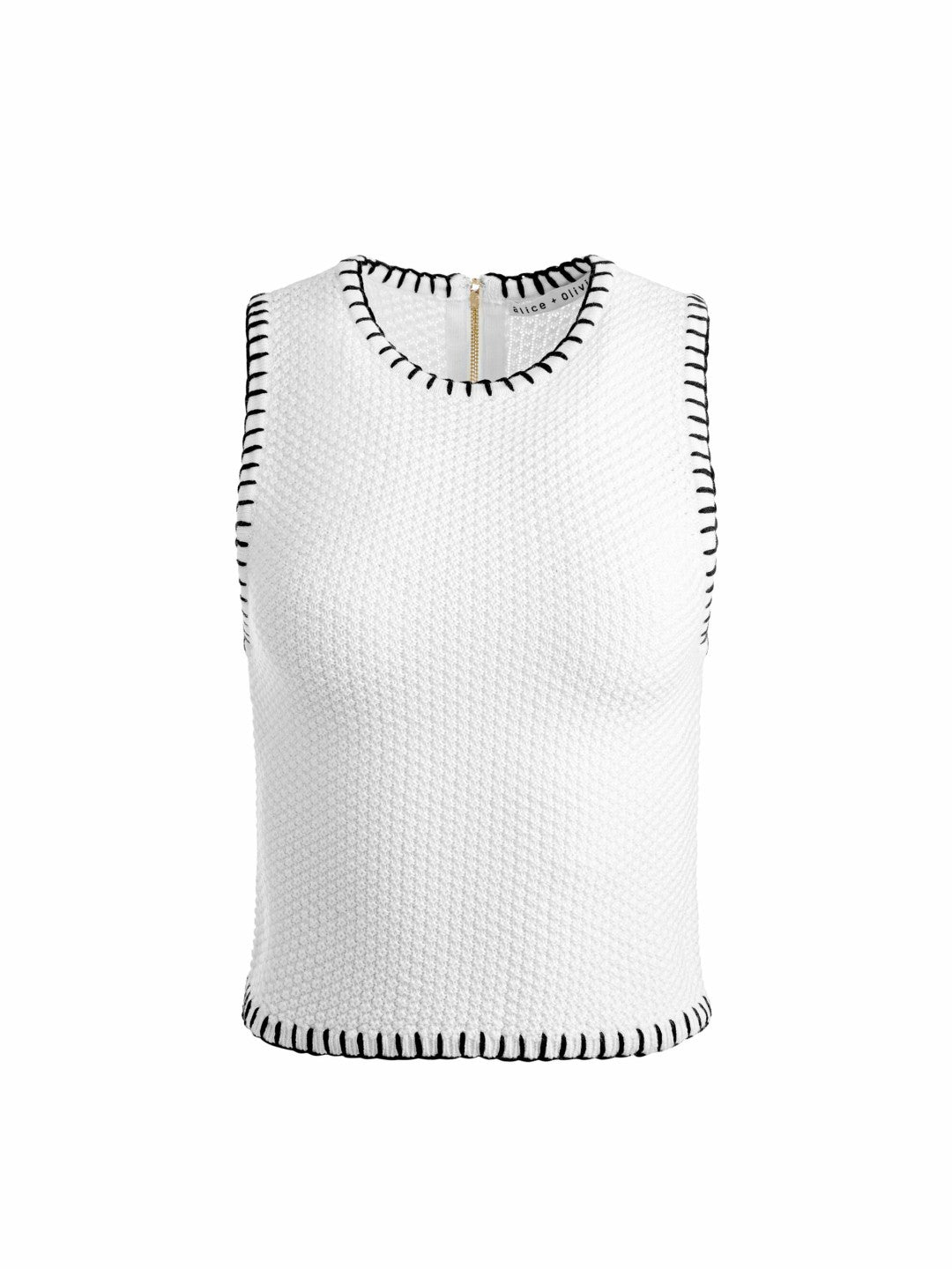 Amity Tank In Soft White/black - Alice + Olivia Women