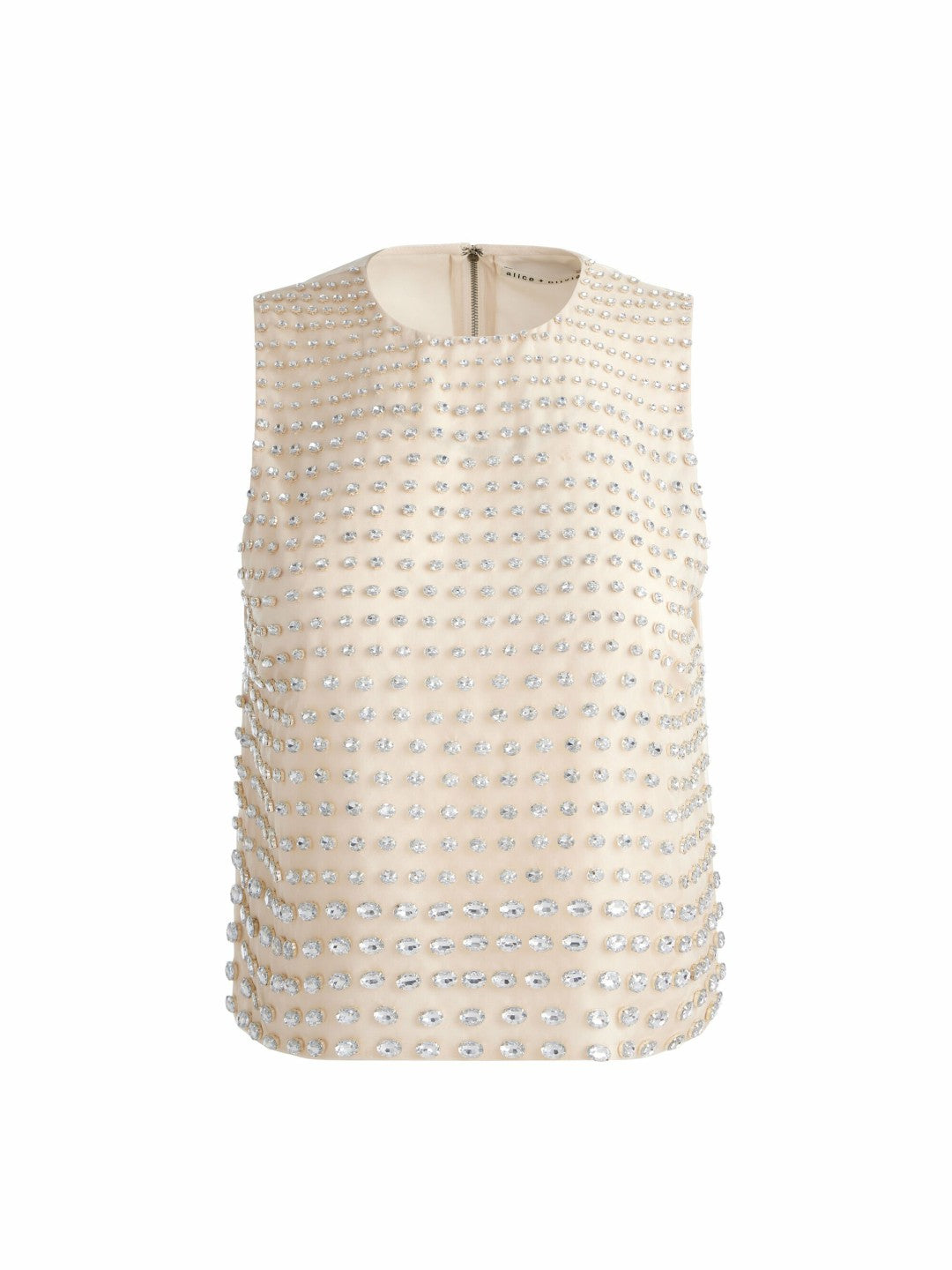 Amal Embellished Tank In Champagne/crystal - Alice + Olivia Women