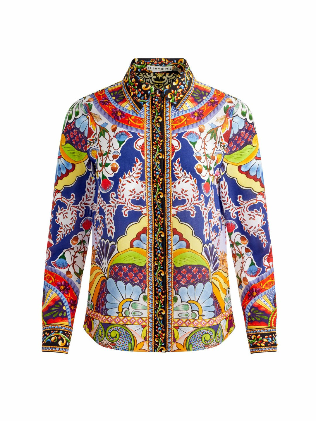 Willa Silk Blouse In On The Road - Alice + Olivia Women