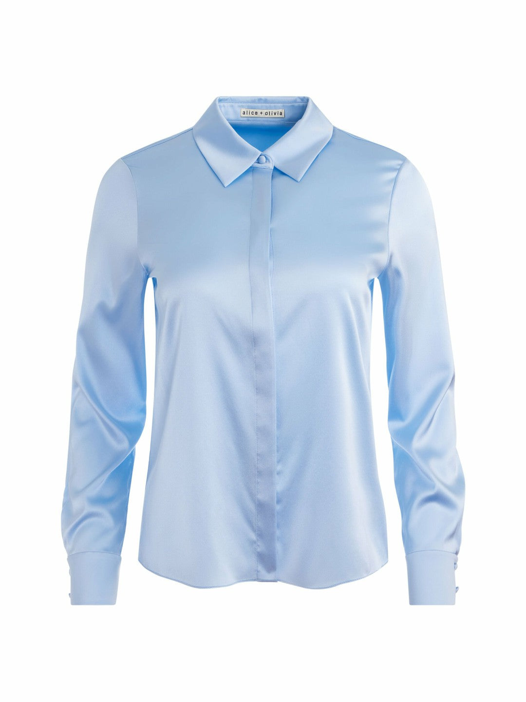 Willa Silk Blouse In Mineral Blue - Alice + Olivia Women