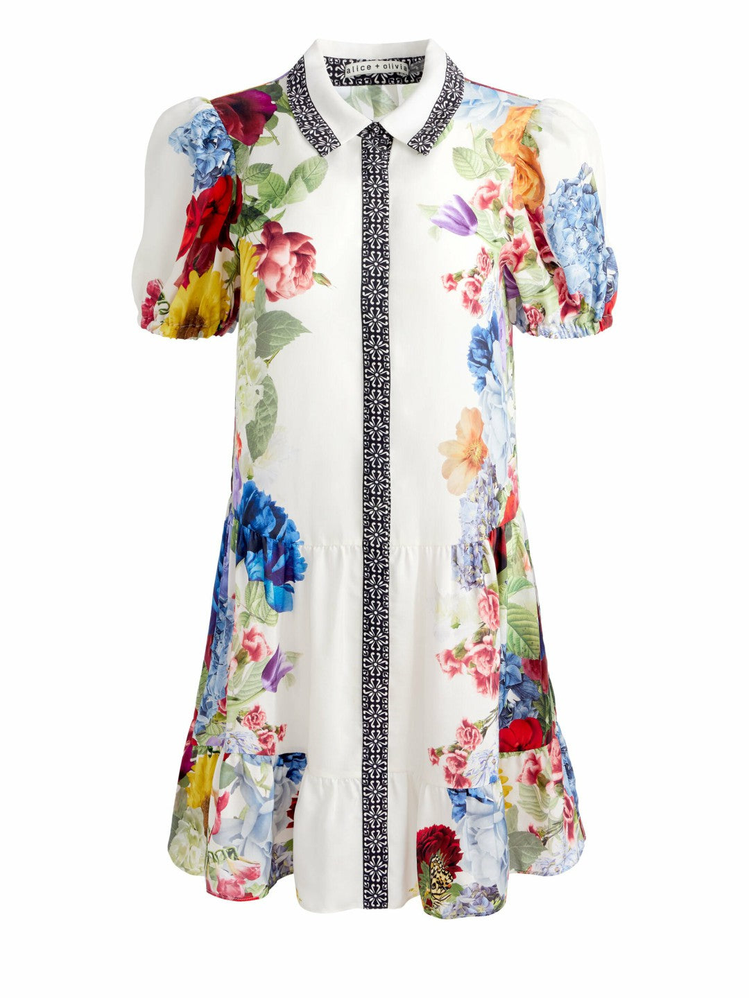 Claire Mini Dress In Garden Brunch Off White - Alice + Olivia Women