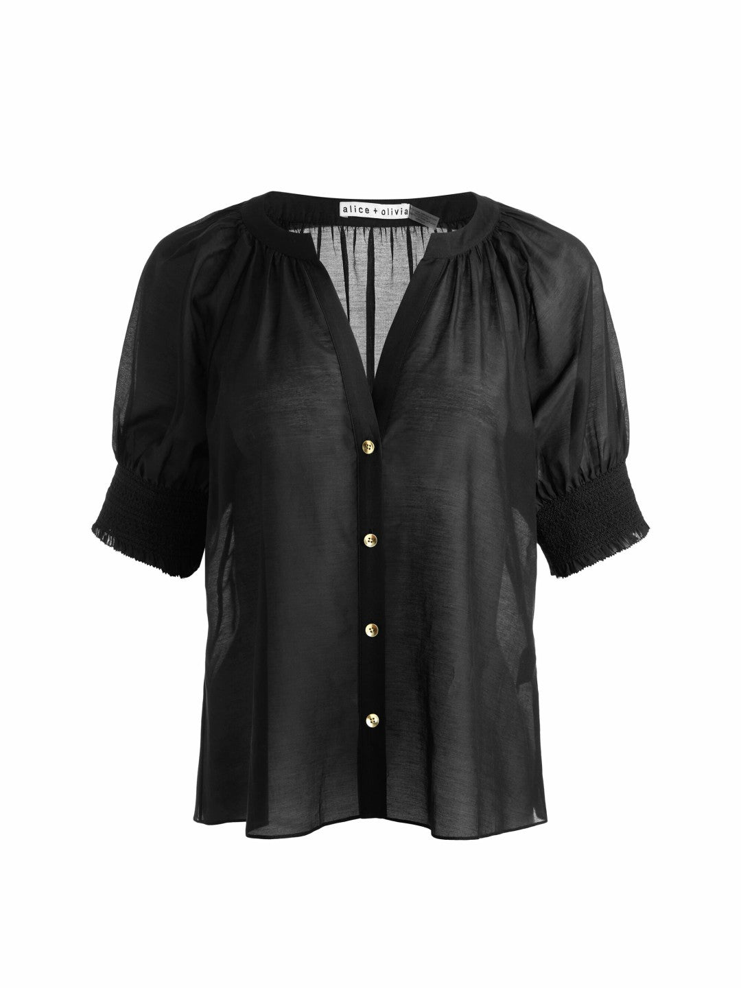 Thalia Button Down Blouse In Black - Alice + Olivia Women