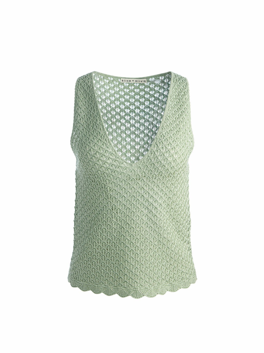 Annalise Pointelle Tank In Sage - Alice + Olivia Women
