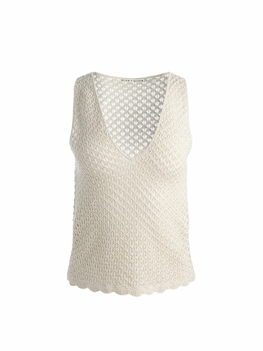 Annalise Pointelle Tank In Oatmeal - Alice + Olivia Women