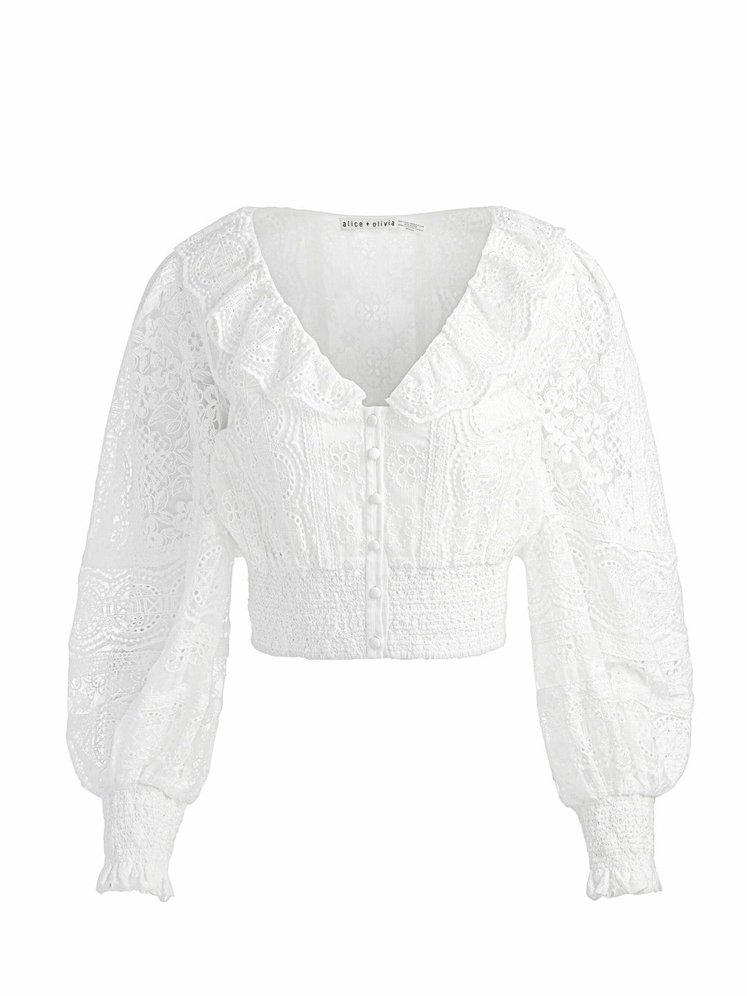 Dove Ruffled Crop Top In Off White - Alice + Olivia Women