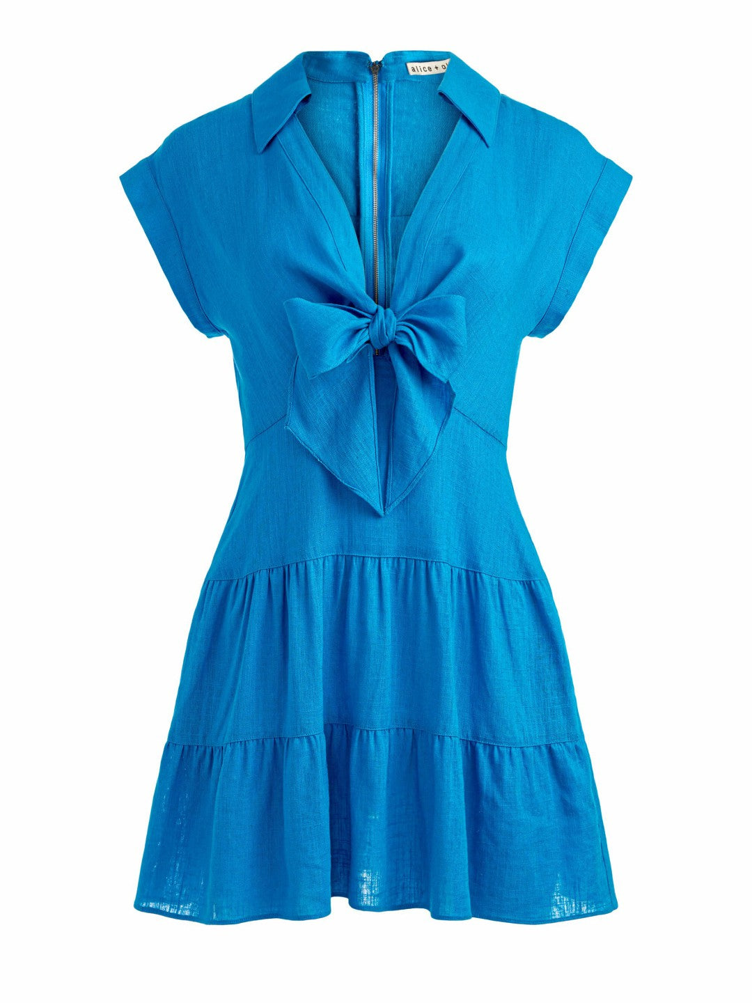 Mila Linen Mini Dress In True Blue - Alice + Olivia Women