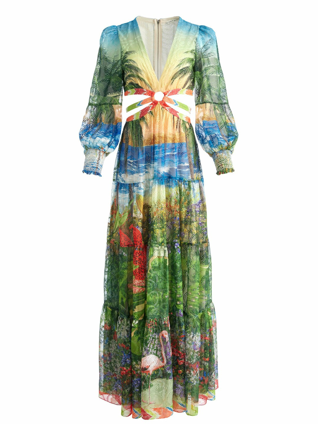 Patrica Tiered Dress In Island Dreams Multi - Alice + Olivia Women