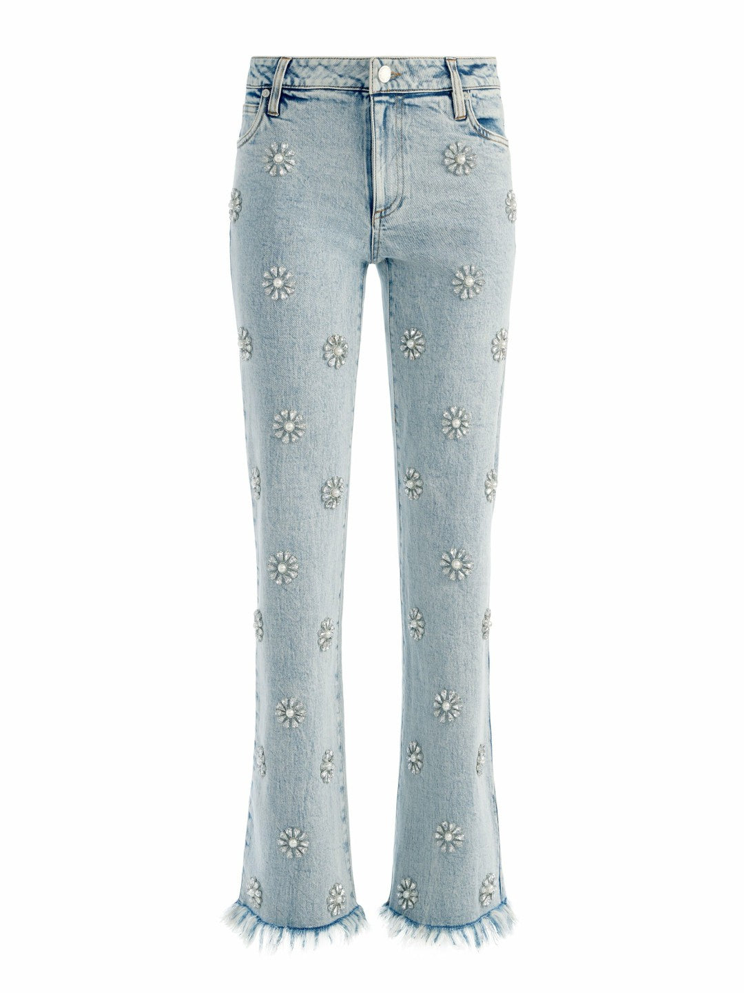 Roxie Embellished Jean In Gemma Light Blue - Alice + Olivia Women