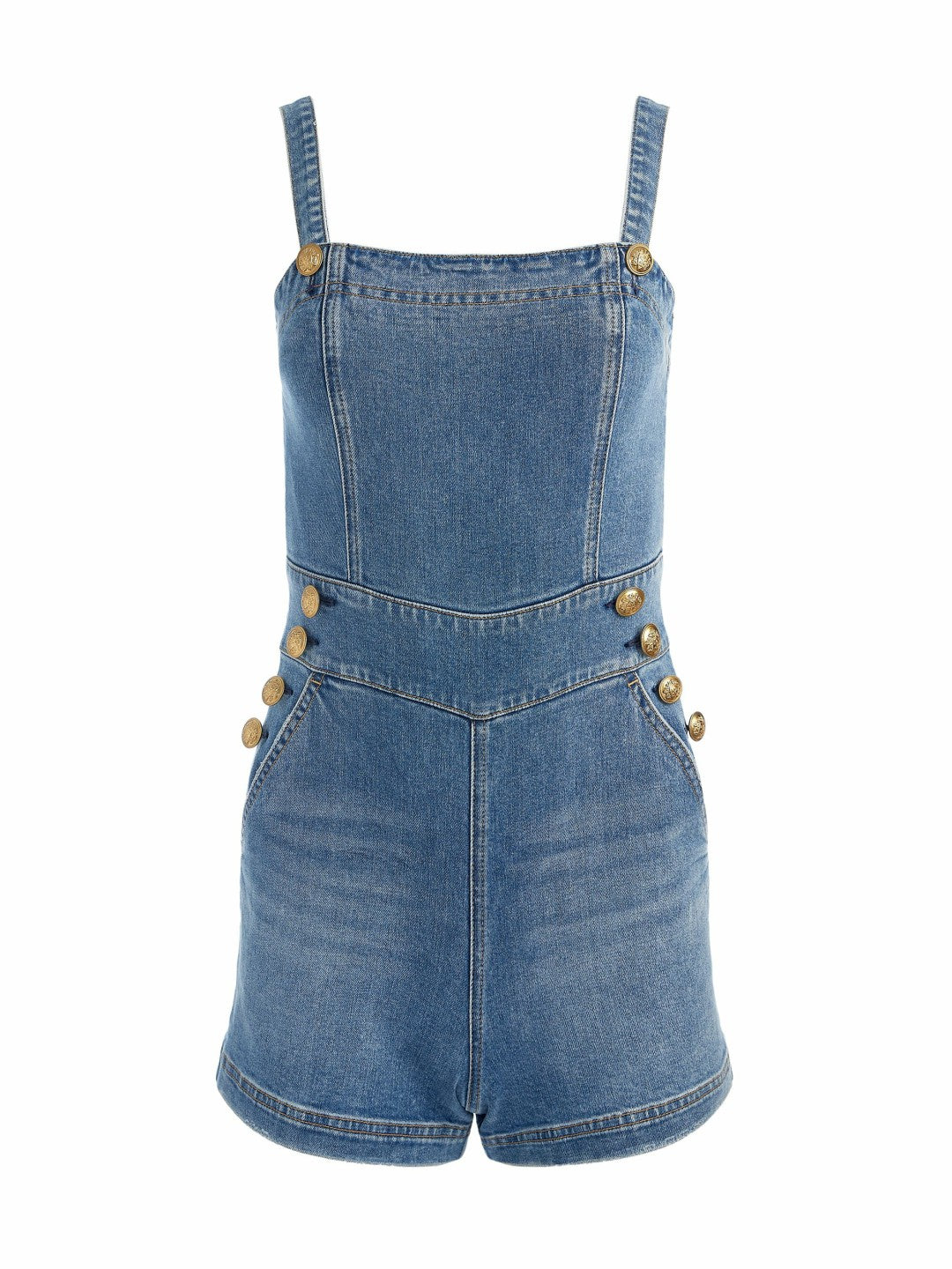 Vita Denim Romper In Livia Vintage Blue - Alice + Olivia Women