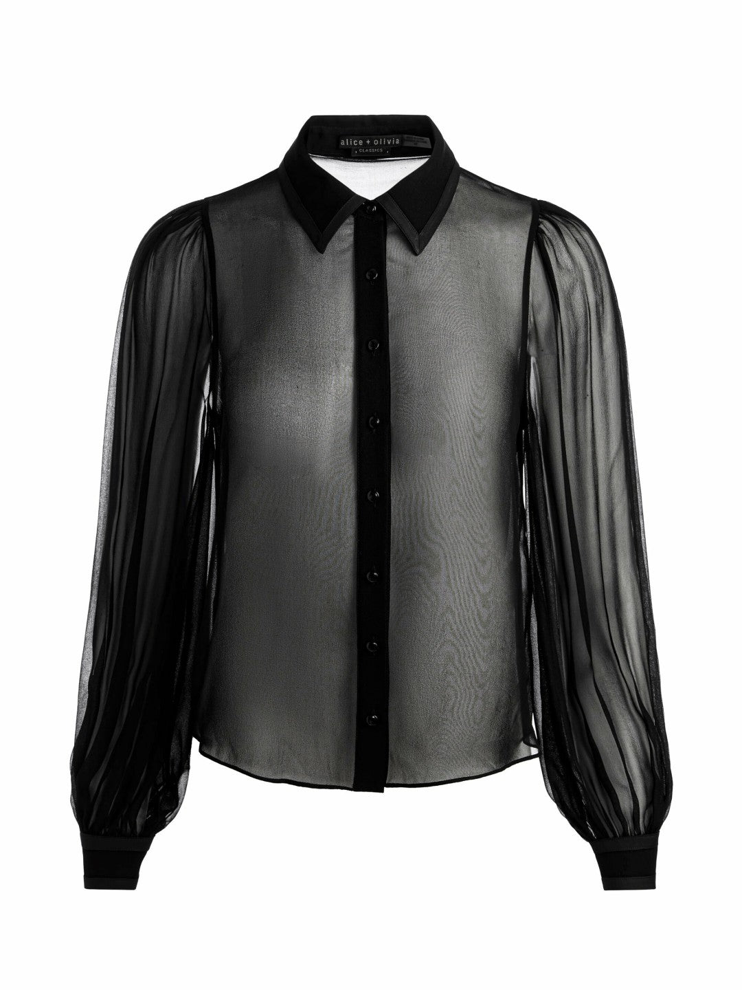 Roanne Sheer Blouse In Black - Alice + Olivia Women