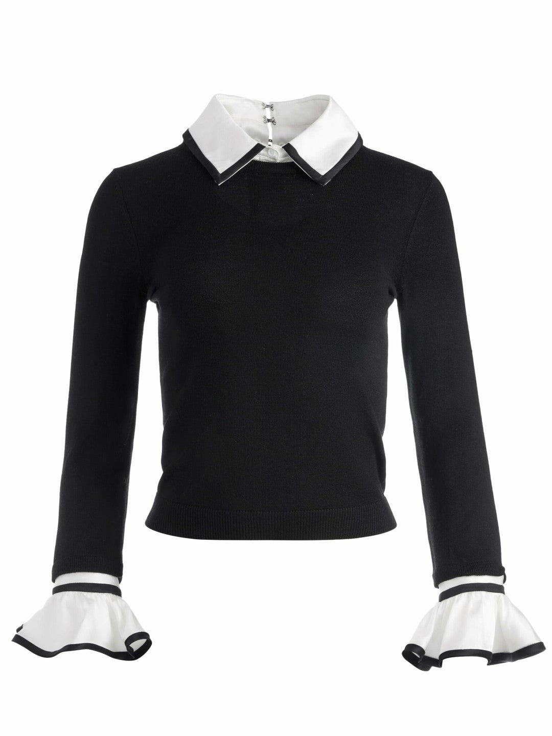 Justina Collared Sweater In Black Combo - Alice + Olivia Women