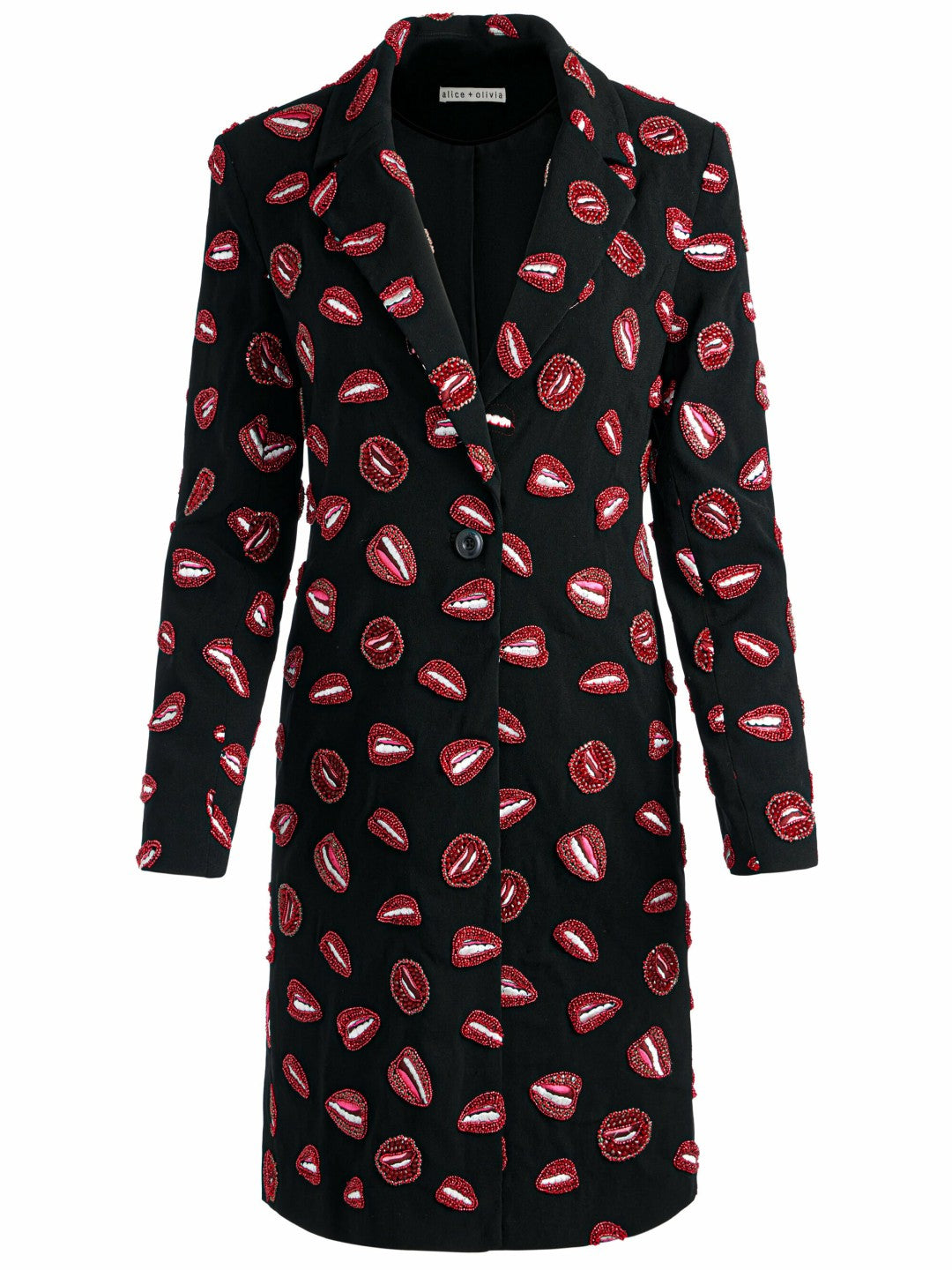 A+o X Tom Wesselmann Bret Long Blazer In Lip Sync Black - Alice + Olivia Women