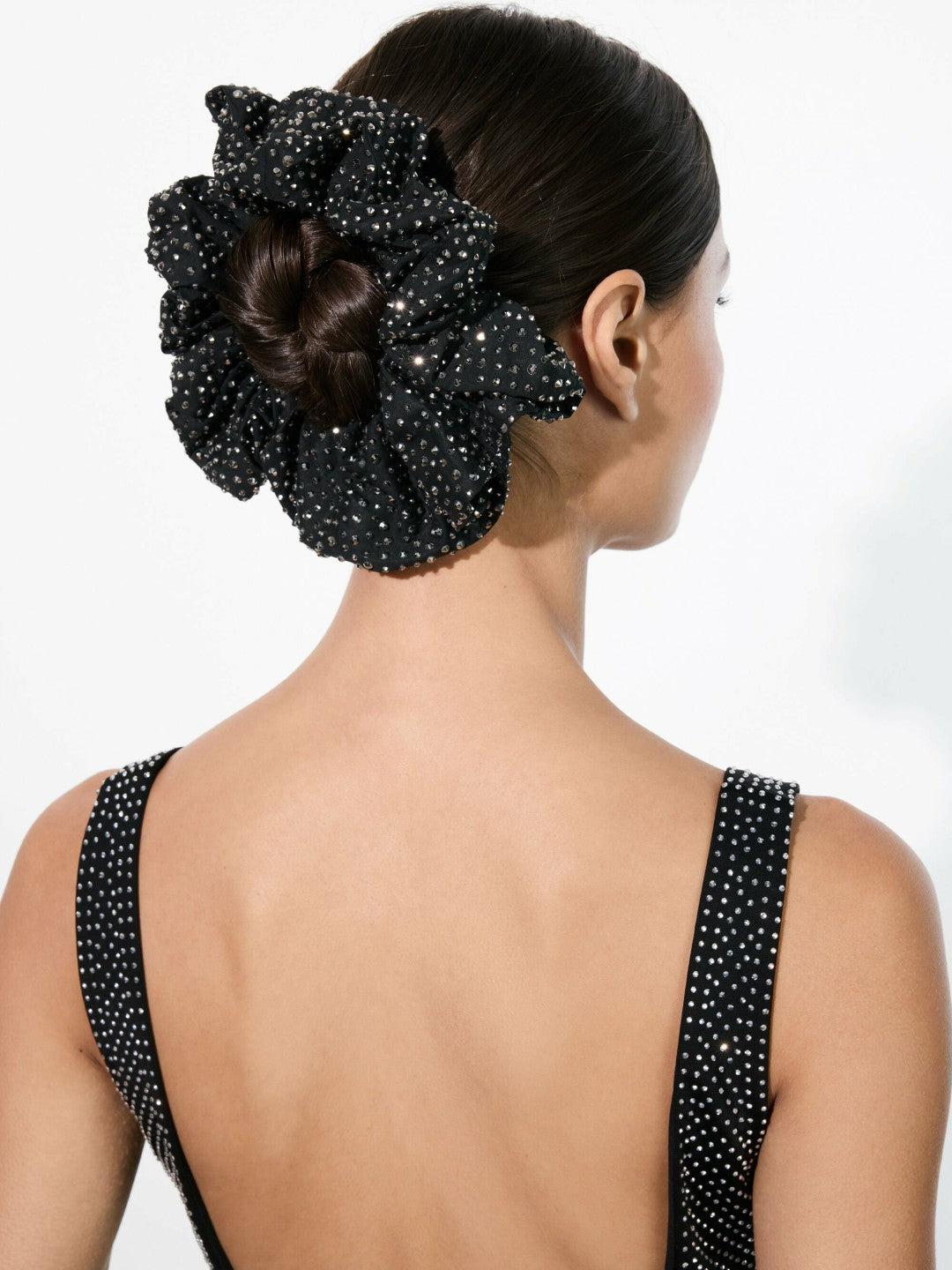 Cher Large Scrunchie In Black/crystal - Alice + Olivia Women