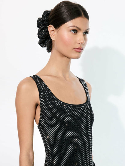 Cher Large Scrunchie In Black/crystal - Alice + Olivia Women