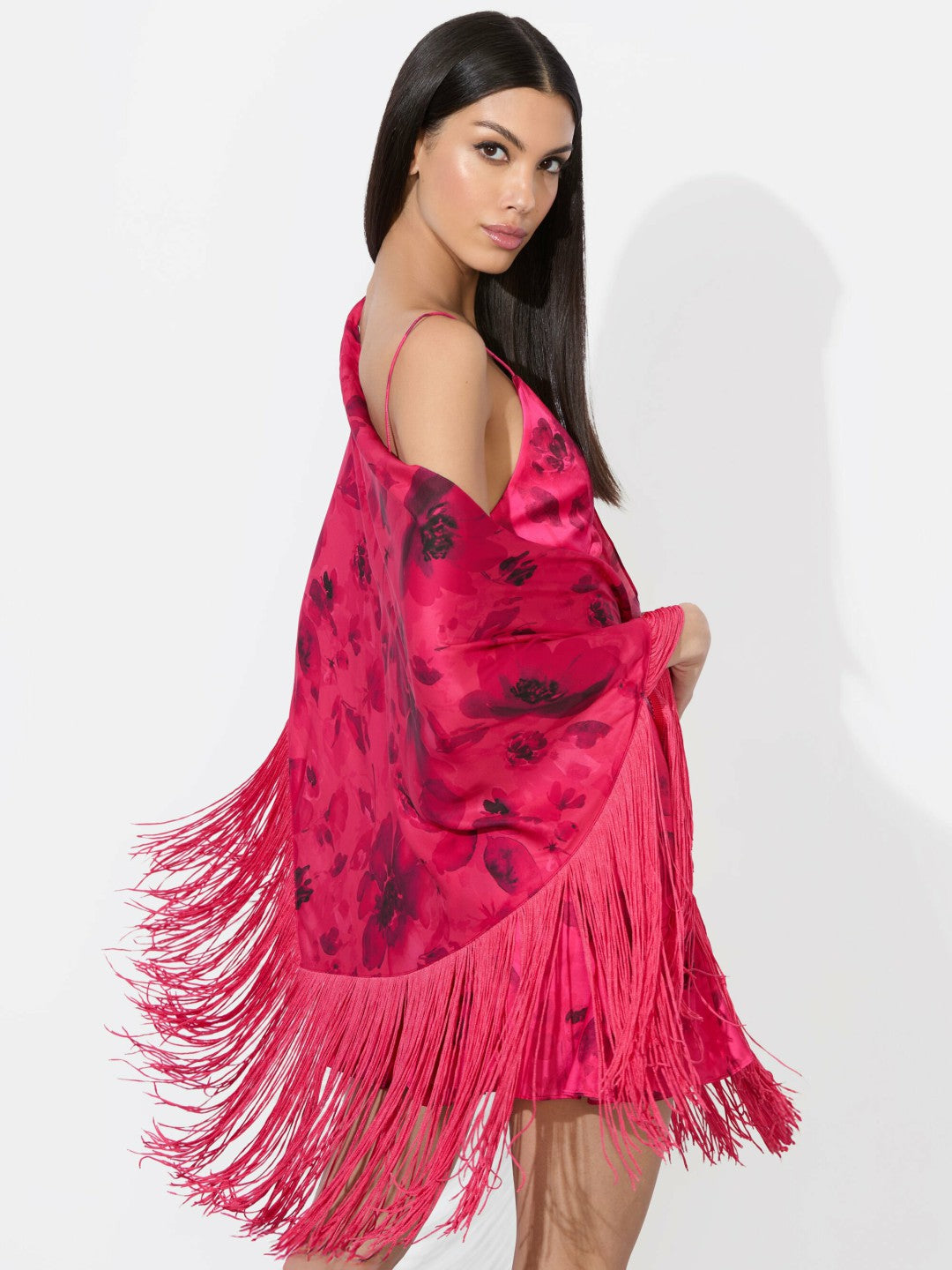 Mesha Shawl Scarf In Floral Fling Raspberry - Alice + Olivia Women