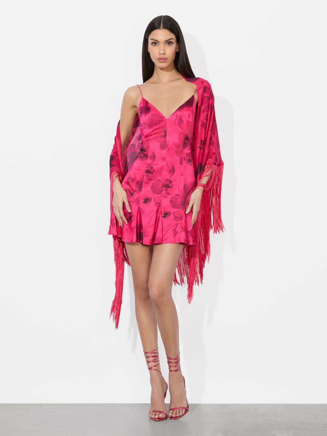 Mesha Shawl Scarf In Floral Fling Raspberry - Alice + Olivia Women