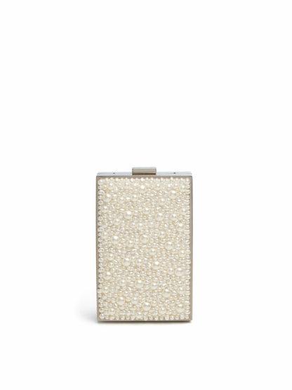 Kayla Embellished Clutch In Off White - Alice + Olivia Women