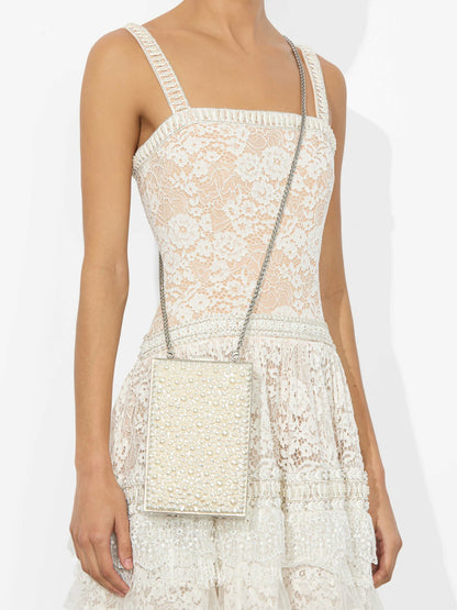 Kayla Embellished Clutch In Off White - Alice + Olivia Women