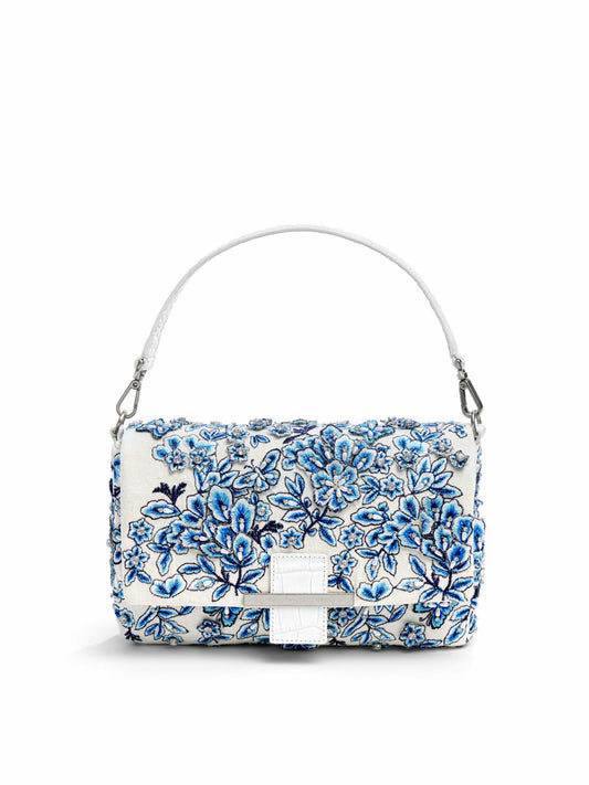 Alicia Shoulder Bag In Blue/off White - Alice + Olivia Women