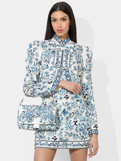 Alicia Shoulder Bag In Blue/off White - Alice + Olivia Women
