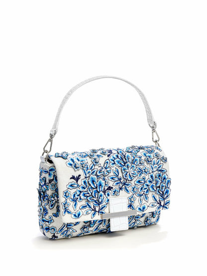 Alicia Shoulder Bag In Blue/off White - Alice + Olivia Women