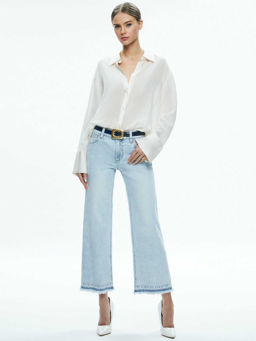 Letty Buckle Belt In Indigo - Alice + Olivia Women