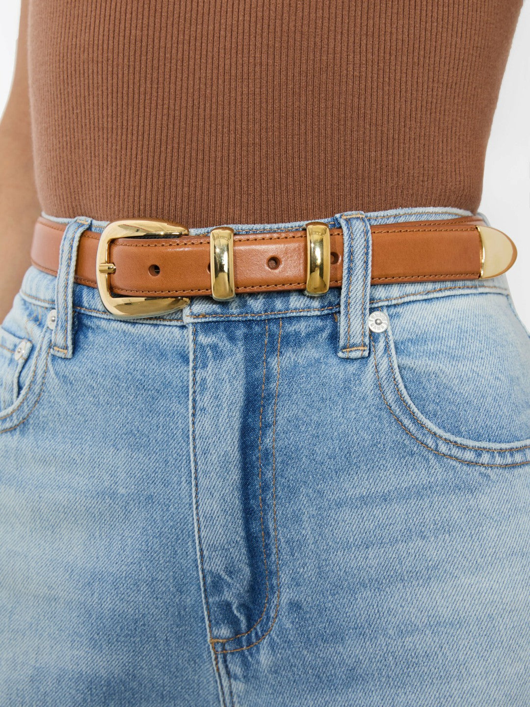 Hayden Buckle Belt In Camel/gold - Alice + Olivia Women
