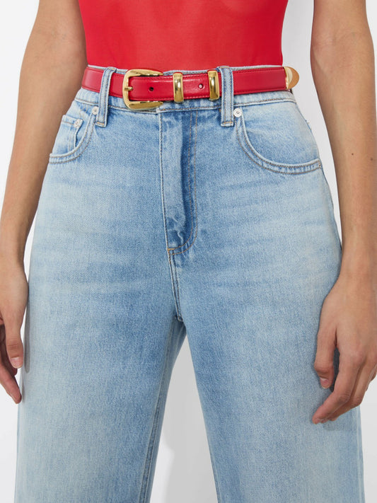 Hayden Buckle Belt In Bright Ruby/gold - Alice + Olivia Women