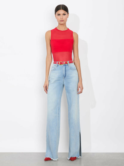 Hayden Buckle Belt In Bright Ruby/gold - Alice + Olivia Women