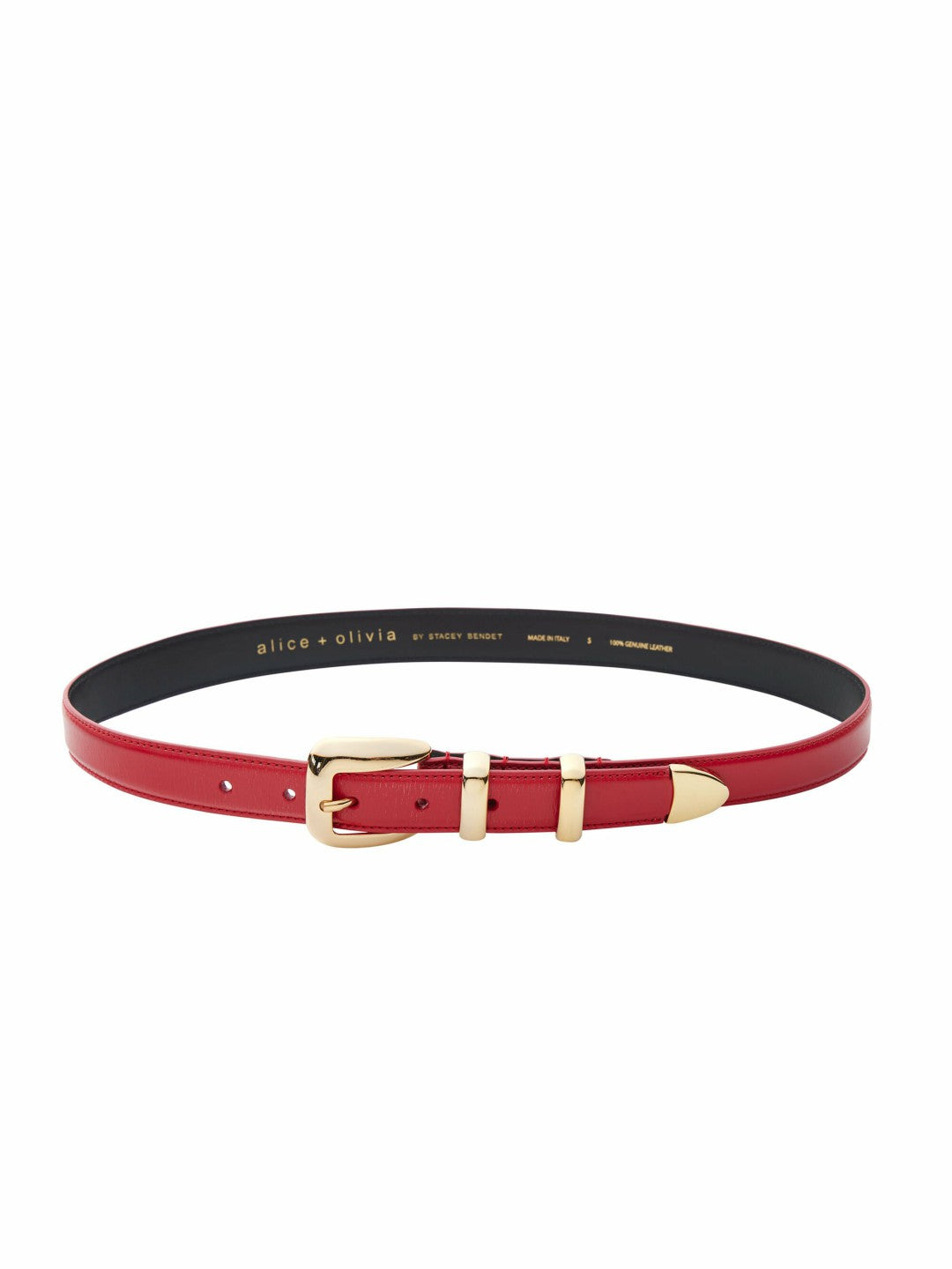 Hayden Buckle Belt In Bright Ruby/gold - Alice + Olivia Women