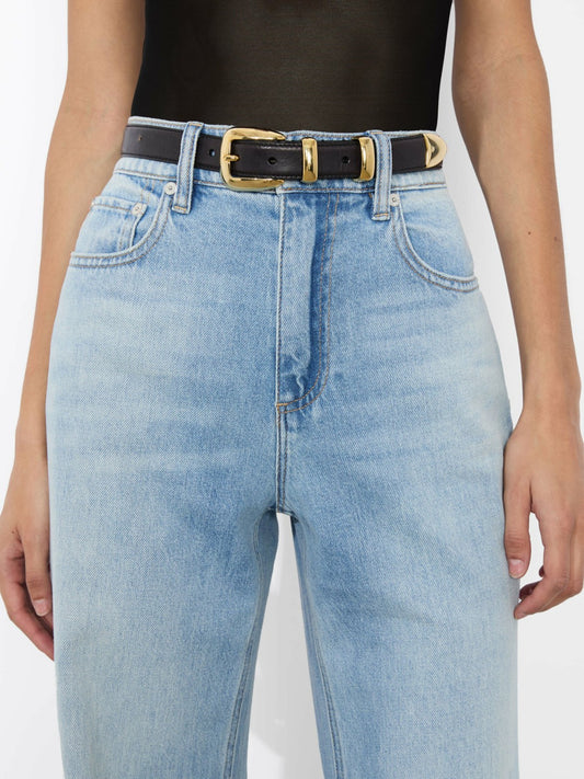 Hayden Buckle Belt In Black/gold - Alice + Olivia Women