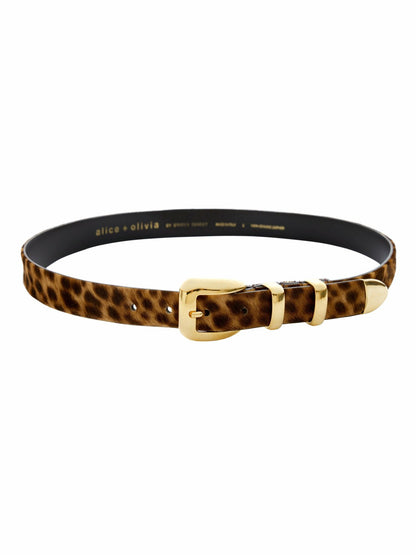 Hayden Buckle Belt In Leopard - Alice + Olivia Women
