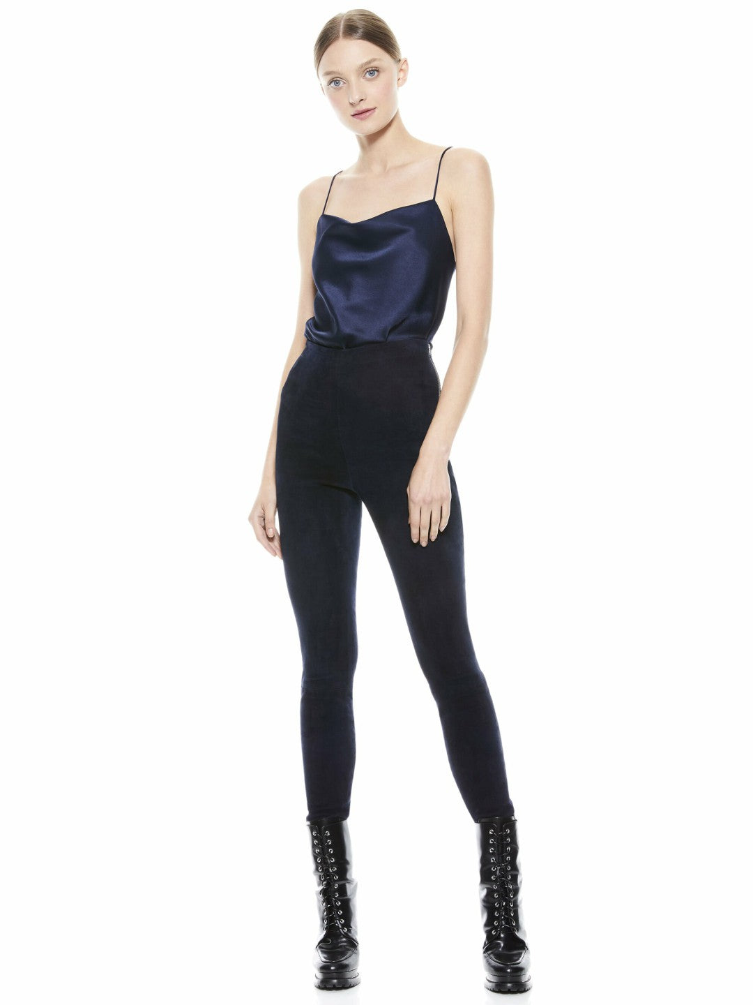 Maddox Suede Legging In Navy - Alice + Olivia Women