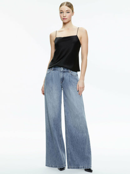 Harmon Slip Tank In Black - Alice + Olivia Women