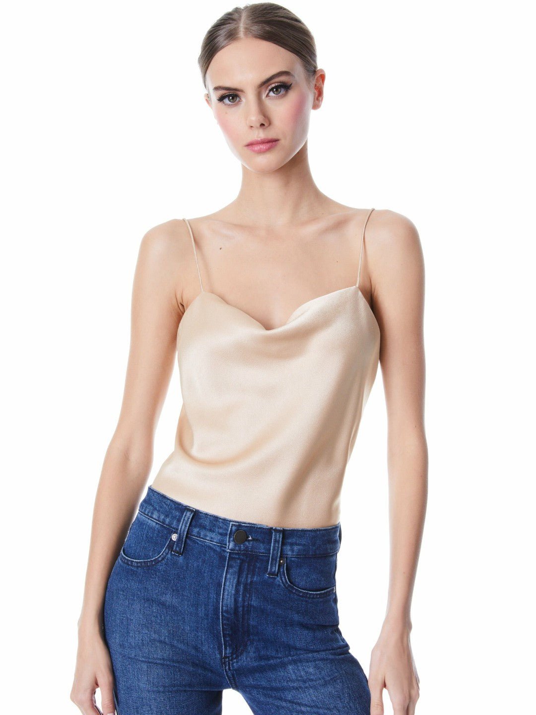 Harmon Slip Tank In Almond - Alice + Olivia Women