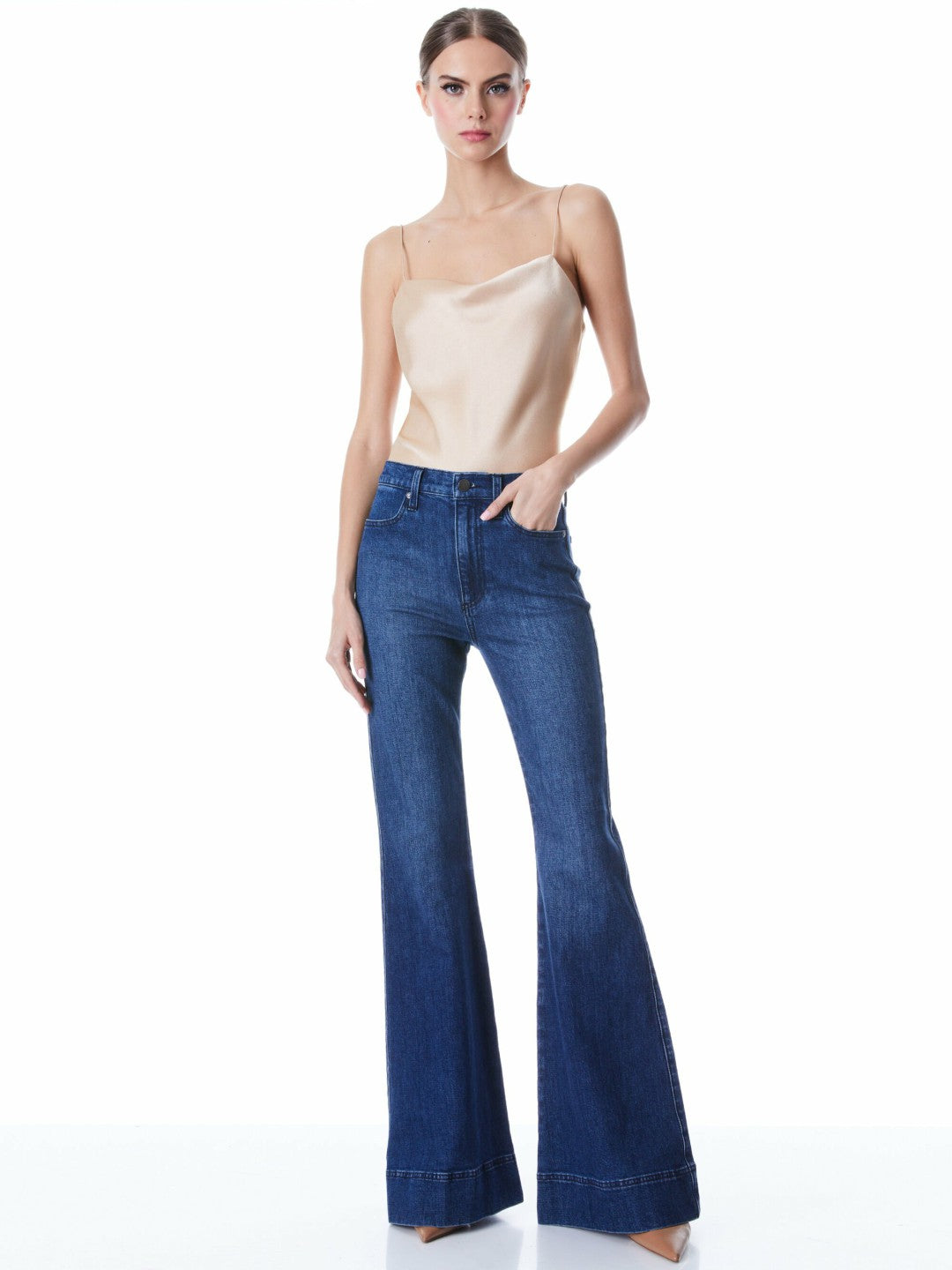 Harmon Slip Tank In Almond - Alice + Olivia Women