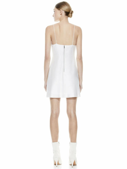 Harmony Mini Slip Dress In Off White - Alice + Olivia Women