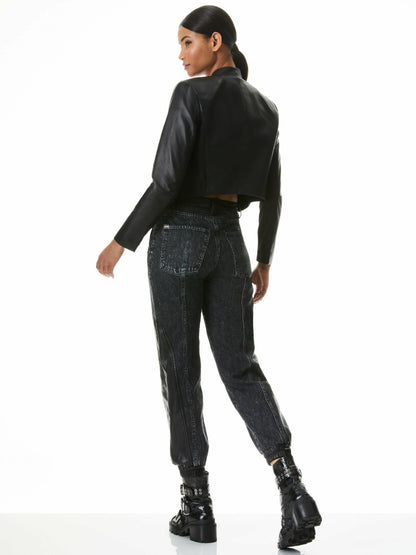 Harvey Leather Jacket In Black - Alice + Olivia Women