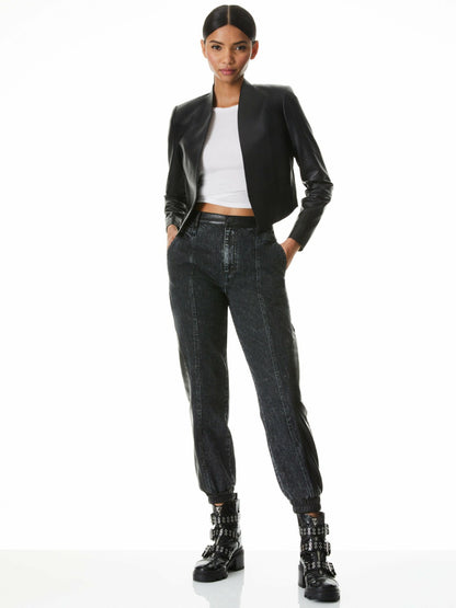 Harvey Leather Jacket In Black - Alice + Olivia Women
