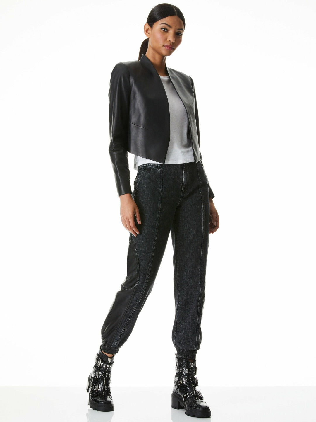 Harvey Leather Jacket In Black - Alice + Olivia Women