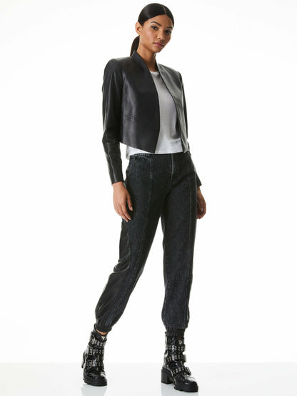 Harvey Leather Jacket In Black - Alice + Olivia Women